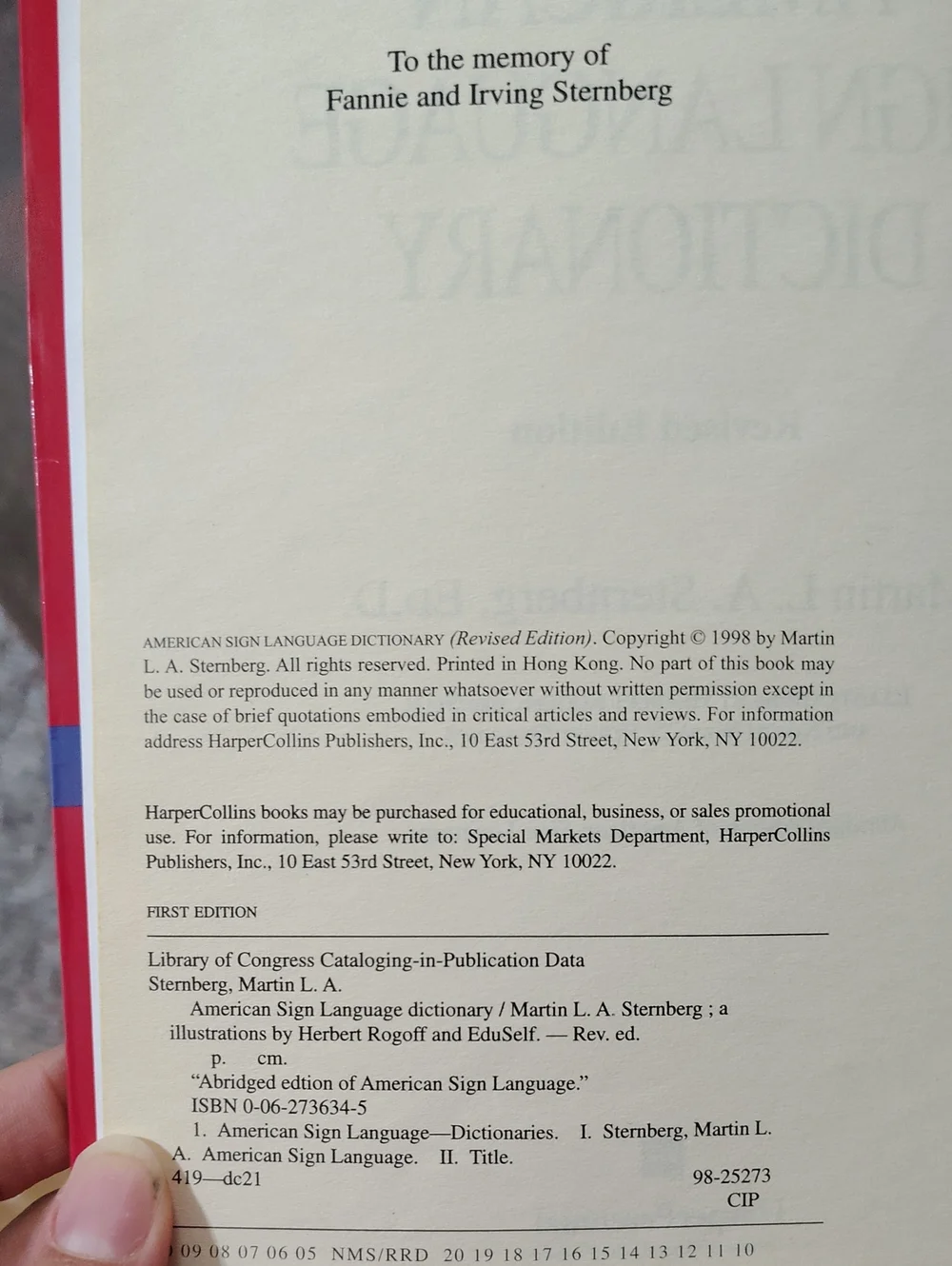 American Sign Language Dictionary By Sternberg 3rd Edition 1998